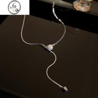 JiMi抽拉式碎银子珍珠项链2023新款轻奢小众高级感锁骨链女款颈链