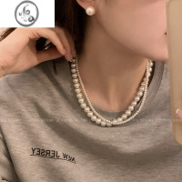 JiMi双层珍珠项链颈链女轻奢高级设计感小众锁骨链choker2023新款