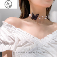 JiMi蝴蝶颈链女夏天项链2021年新款女冷淡风锁骨链女夏设计感珍珠项圈