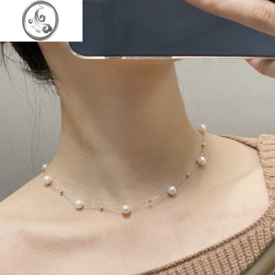 JiMi原创时髦强光珍珠金珠满天星项链14K包金锁骨脖子简约气质颈链女