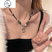 JiMi平安锁项链女生轻奢中式藏银冷淡风设计感玛瑙小众高级感生日礼物
