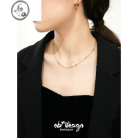 JiMi耳边风 高级感日常百搭叠戴珍珠设计款钛钢镀金项链