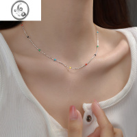 JiMi925银银彩虹珍珠项链女轻奢小众设计高级韩国IU李知恩同款锁骨链