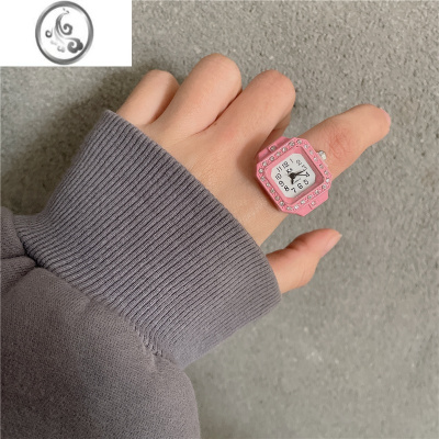 JiMi简约时尚朋克手表戒指百搭小众情侣手指表迷你时钟可爱创意电子表
