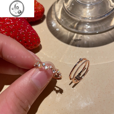 JiMi玫瑰金波浪戒指套装女精致小众设计高级感食指戒ins时尚个性指环