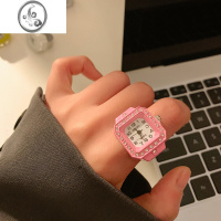 JiMi时钟手表戒指女小众设计ins风复古迷你情侣戒指表创意电子表礼物