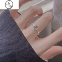 JiMi925银银月光石戒指女简约设计感食指戒子轻奢指环时尚个性冷淡风