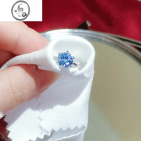 JiMiS925银镀金蓝色海洋高碳钻石戒指女 1克拉仿真宝石戒指ins风饰品