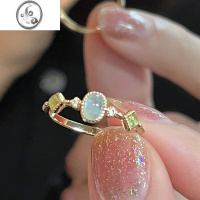 JiMi海的女儿」优雅复古海蓝宝水晶戒指简约精致小众设计感早春配饰