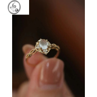 JiMi欧美小众奢华设计高级感时尚翡翠钻石戒指简约气质百搭开口食指环