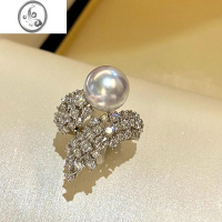 JiMivintage法式澳白珍珠满钻戒指女开口ins小众潮流复古高级感食指环