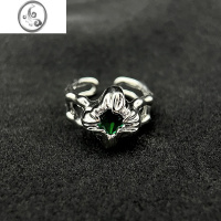 JiMiSIXNINE新品绿锆石异形魔戒女轻奢极简设计高级质感银色戒指指环