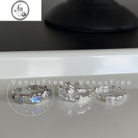 JiMi超特别925银银未来感异形蓝宝石小钻多选叠戴戒指环开口