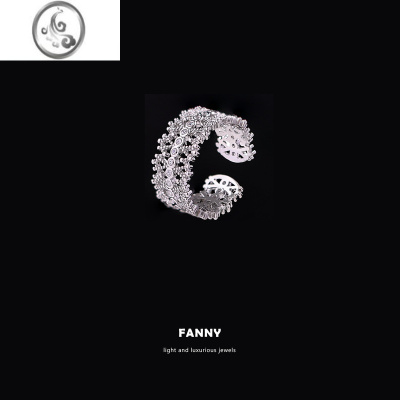 JiMi[ FANNY 线上商店 ] 欧美锆石戒指女法式时尚镶钻可调节开口