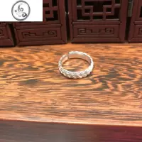 JiMi麻花编织戒指 银银民族时尚编织指环男女食指戒指