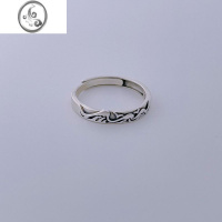 JiMi原创设计S925银银情侣对戒山海异地恋男女戒指开口纪念情人节礼物