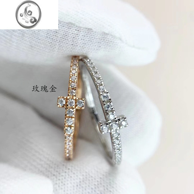 JiMiT字满钻戒指女银银玫瑰金精致轻奢单细排小众尾戒叠戴时尚指环