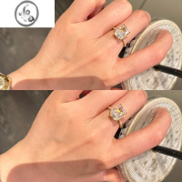 JiMi超闪冰糖银银镶钻戒指女小众设计新款指环个性时尚高级宝石食指戒