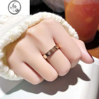 JiMi玫瑰金戒指男女结婚钻戒宽版窄版单钻不掉色au750彩金情侣对戒