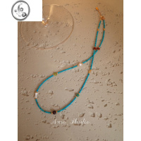 JiMiAMO翡翠湾绿松石珍珠项链女中式复古小众设计高级串珠锁骨链