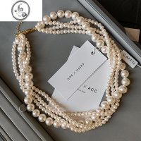 JiMi多层叠戴珍珠项链女2023新款轻奢小众高级感法式复古夸张锁骨颈链