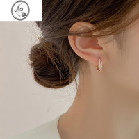 JiMi玫瑰金麻花耳环圈圈小众设计感高级耳扣精致微镶钻气质ins耳饰女