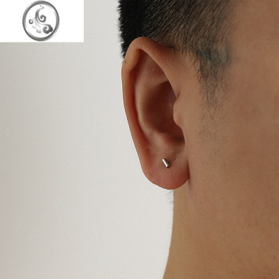 JiMi925银银简约设计ins圆柱耳钉男生小众设计女耳环防过敏气质个性