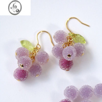 JiMi荔夏冰霜浆果水果耳环葡萄青提耳饰夏季清凉感紫色绿色砂糖珠耳夹