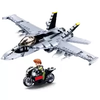 积木玩具F18大黄蜂战斗机积木模型男孩拼装飞机积木玩具