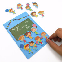 DIY教师节立体贺卡手工制作材料包 幼儿园儿童小学生送老师感谢粘贴创意自制卡片信封小鸡啄米礼物玩具-