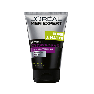 欧莱雅(LOREAL)男士控油炭爽抗黑头洁面膏 100ml 去角质;深层清洁;收缩毛孔;保湿补水 油性肤质 洗面奶