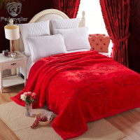 大红色婚庆毛毯被子加厚冬季结婚陪嫁喜被双层拉舍尔珊瑚法兰绒毯
