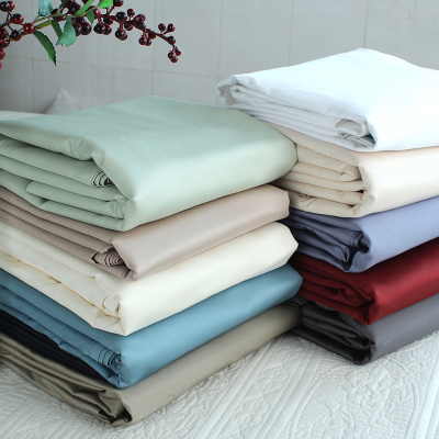 外贸原单埃及棉纯色单件1000根全棉贡缎被单美式双人床单正品