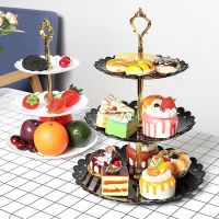 欧式创意野餐派对生日家用客厅干果蛋糕水果盘婚礼三层塑料盘糖果盘