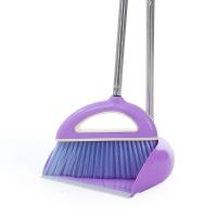 升级款加强杆-紫色（2件套） 家居清洁用品笤帚带刮齿簸箕扫把套装扫地清洁笤帚工具家用软毛扫【3月12日发完】