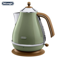 德龙(Delonghi)电热水壶 复古系列烧水壶热水瓶 家用办公室 304不锈钢 1.7L大容量 KBO2001.GR