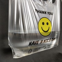 笑脸一次性透明塑料袋定制做食品袋商用打包背心购物方便手提袋子 26*42三丝中厚50只