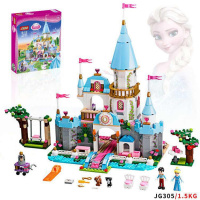 兼容樂高拼装积木女孩系列艾莎冰雪奇缘迪士尼公主城堡5-10岁玩具 灰姑娘浪漫城堡(JG305)