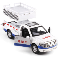 合金皮卡升降车模型仿真高空作业车救援抢险升降机儿童玩具汽车 白色盒装