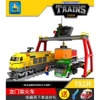 兼容乐高积木火车拼装玩具电动轨道城市系列和谐号高铁模型男孩子 25004龙门架火车