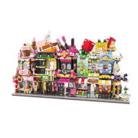 缤纷街景小颗粒拼装积木模型拼插创意玩具迷你城市街景甜品屋 缤纷街景组合全套共5盒