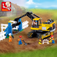 小鲁班拼插积木工程车挖掘机 儿童组装拼装模型玩具6-7-10-12岁 B0551履带式挖掘机