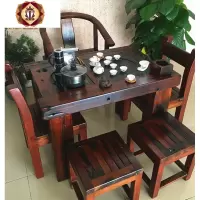 三维工匠老船木茶台茶桌椅组合阳台家用小型实木茶几新中式仿古功夫泡茶桌