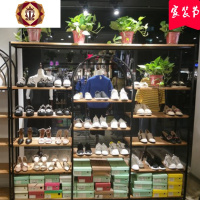 三维工匠鞋店鞋架展示架落地式复古风店铺鞋货架包包展示架多层橱窗展示架