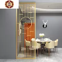 三维工匠北欧不锈钢屏风隔断客厅铁艺入户轻奢玄关花格简约现代镂空新中式