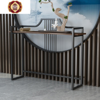 三维工匠新中式玄关台铁艺实木条案条几简约现代玄关桌墙边桌装饰供桌创意