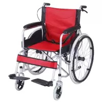 可折叠轻便免充气轮椅老年人轮椅车手推车残疾人实心胎带刹车 轮椅软座*红网(不带坐便款) 默认