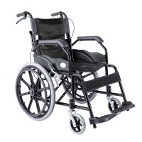 手动轮椅折叠老人轻便加厚带坐便手推车半躺全躺便携残疾人代步车 20寸折叠助力黑