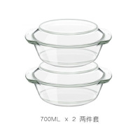 水晶煲泡面碗玻璃碗带盖微波炉专用碗烤箱耐高温汤碗沙拉碗蒸蛋碗 700ML+700ML