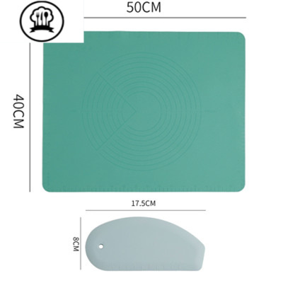 敬平切面刀家用厨房带刻度软硅胶刮刀揉面垫烘焙工具刮板肠粉馒头切刀 揉面垫绿色+面刀豆绿